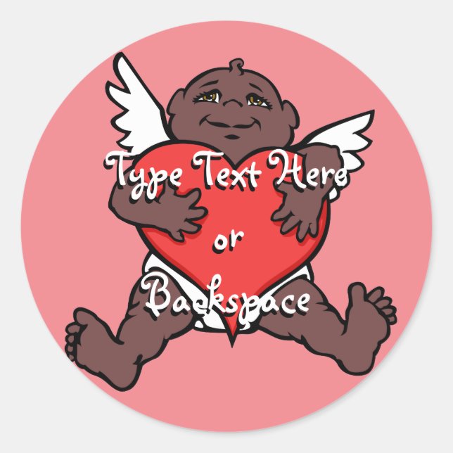 Valentinin-Aufkleber für afrikanische Kupiden Runder Aufkleber (Vorderseite)