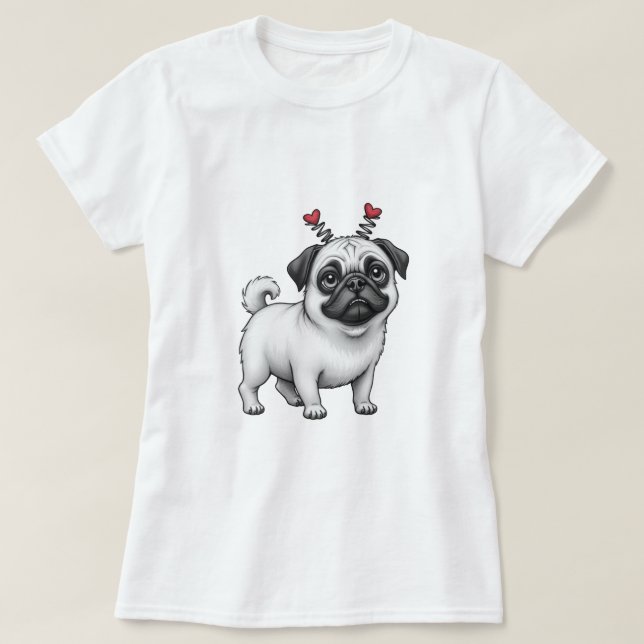 Valentinin mit Mops T - Shirt (Design vorne)