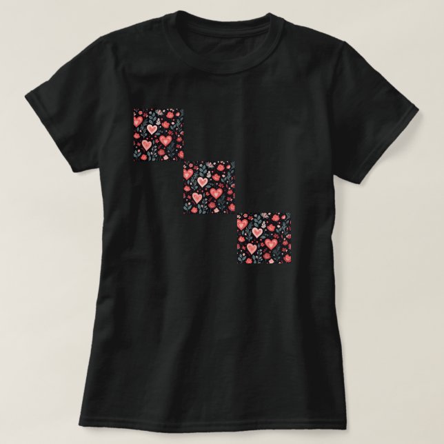 Valentinin-T - Shirt mit Blume des Herzens (Design vorne)