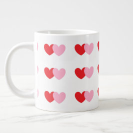 Valentinin-Tasse mit rosa und roten Herzen  Jumbo-Tasse