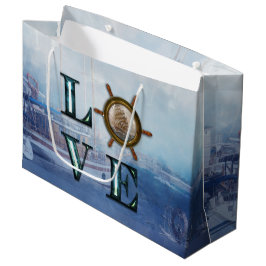 Valentinin's Aquarellfarben-Nautische "Liebe" Große Geschenktüte