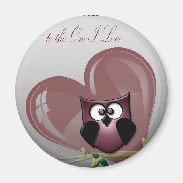 Valentinins niedliche Eule zum Ein-I-Liebe-Magnet Magnet (Vorne)