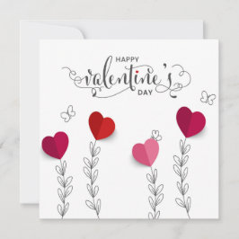 Valentinin's Paper Hearts - Line Art Holiday Card Feiertagskarte