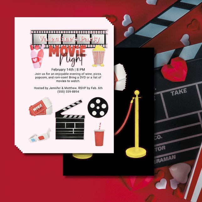 Valentinins Party-Filmabend Flyer (Valentine's Party Movie Night Flyer)