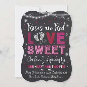 Valentinin's Pregnancy Announcement Baby Reveal Feiertagskarte