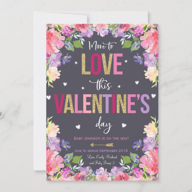 Valentinin's Pregnancy Announcement Baby Reveal Feiertagskarte (Vorderseite)