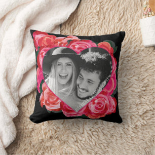 Valentinin's Red Black Rose Herz Foto Pillow Kissen