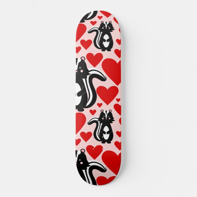 Valentinins rosa Skunk Herz Illustration Muster Skateboard (Vorderseite)