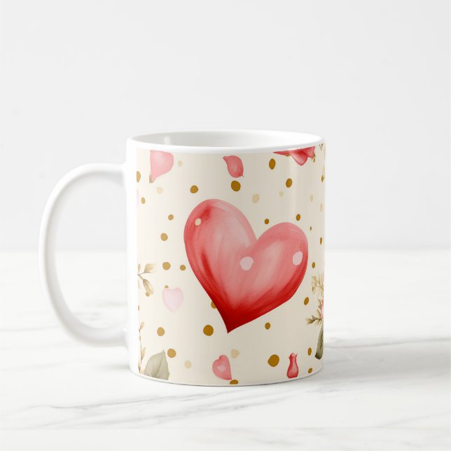 Valentinins Rosa und Rote Rosen und Herz Kaffeetasse (Links)