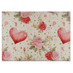 Valentinins Rosa und Rote Rosen und Herz Schneidebrett