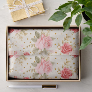 Valentinins Rosa und Rote Rosen und Herz Seidenpapier