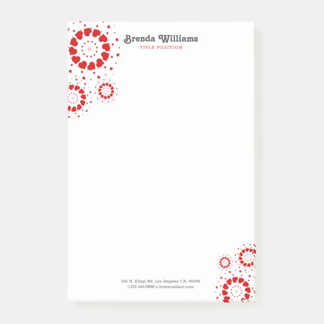 Valentinins rote Herzen kreisen Design Post-it Klebezettel (Vorderseite)