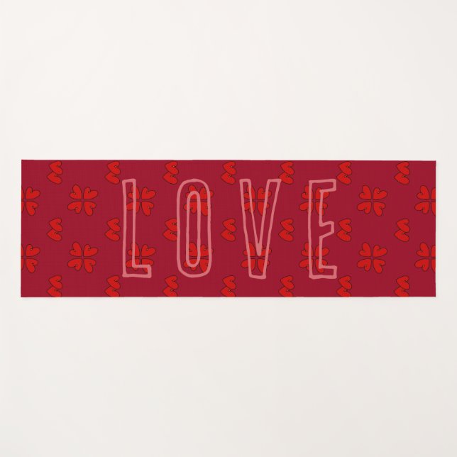 Valentinins rotes Herz auf der roten Liebe Yogamatte (Vorderseite (Horizontal))