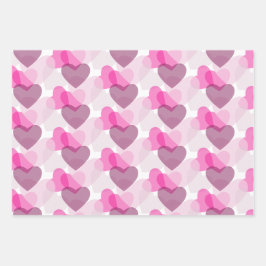 Valentinins transparentes Herz rosa blaues Muster Geschenkpapier Set
