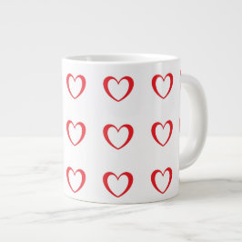 Valentinische Kaffeemaschine mit rotem Herzmuster  Jumbo-Tasse