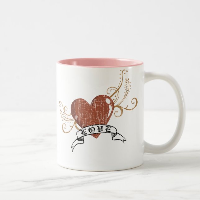 Valentinische Liebe Zweifarbige Tasse (Rechts)