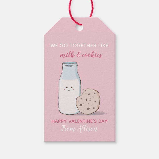 Valentinische Milch und Cookies im Klassenzimmer Geschenkanhänger (Vorderseite)
