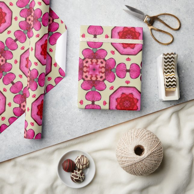 Valentinische Rotherzen Romantik abstraktes Muster Geschenkpapier (Kunsthandwerk)