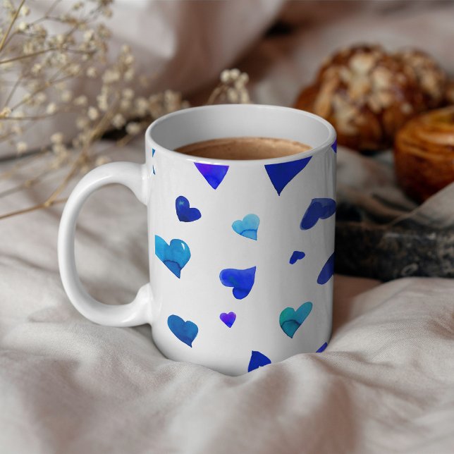 Valentinische Tagesherzen - blau Kaffeetasse (Von Creator hochgeladen)