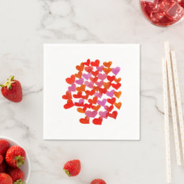 Valentinische Tagesherzen - rosa und orange Serviette
