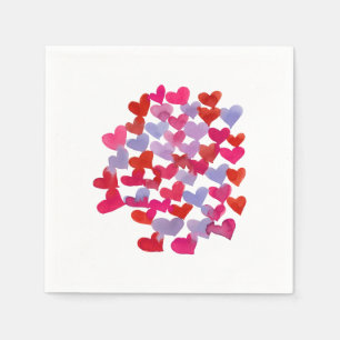 Valentinische Tagesherzen - Violett und Magenta Serviette
