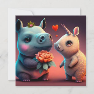 Valentinischer Hippo-Cartoon