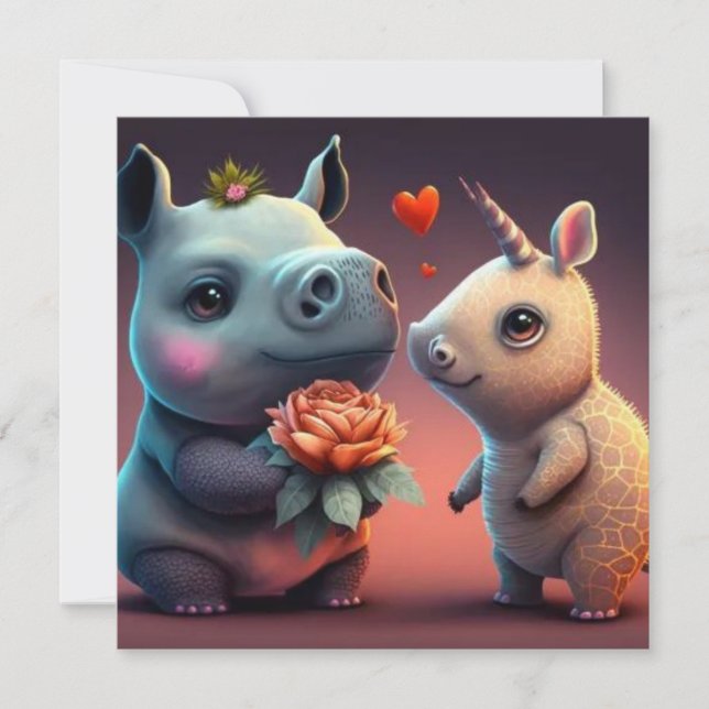 Valentinischer Hippo-Cartoon (Vorderseite)