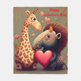 Valentinischer Hippo-Cartoon Fleecedecke