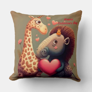 Valentinischer Hippo-Cartoon Kissen