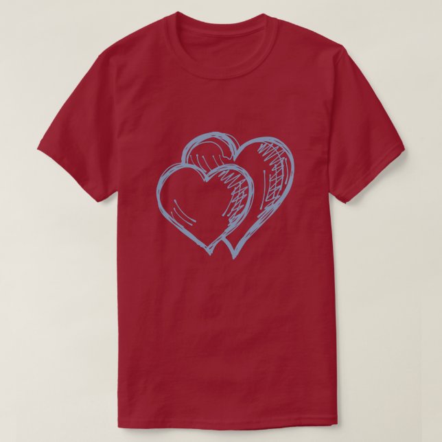 Valentinischer T - Shirt mit blauen Herzen (Design vorne)