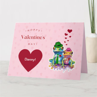 Valentinisches farbiges Froschpaar mit Herz Karte