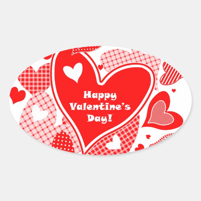 Valentinisches Herz Ovaler Aufkleber (Vorderseite)