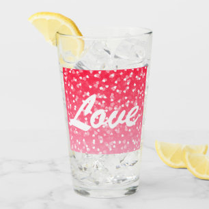 Valentinisches Herz und Liebe Glas