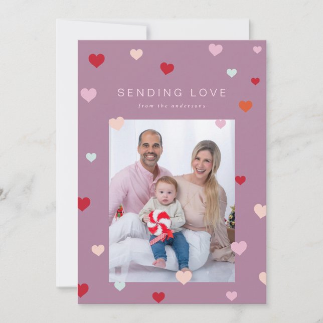 Valentinisches kleine Herzen schweben Feiertagskarte (Vorderseite)