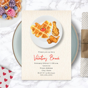 Valentinisches Party mit Brunch Chicken & Waffeln Einladung