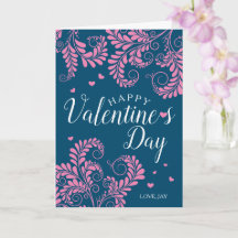 Valentinkarte der Floral (blau und rosa)