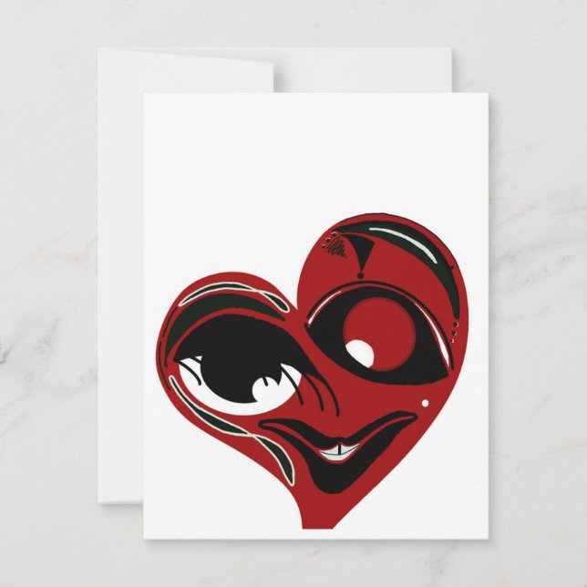 Valentinkarte für Funky, abstrakte rote Liebe Mitteilungskarte (Vorderseite)