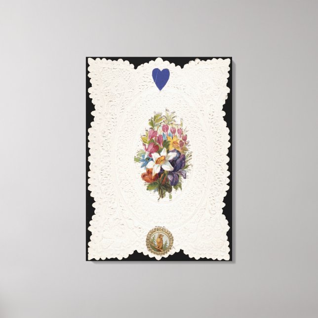 Valentinkarte mit Blume, c.1840 (Farbe l Leinwanddruck (Vorderseite)