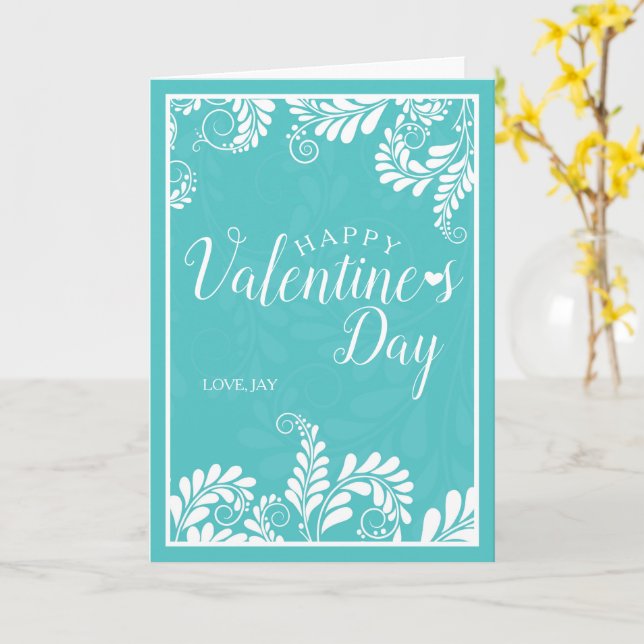 Valentinkarte (Türkis) Karte (Gelbe Blume)