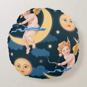 Valentinkuppe, Mond: nahtloses Muster Rundes Kissen