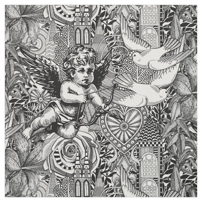 Valentinmaximalismus Schwarz-weiß Stoff (Muster)