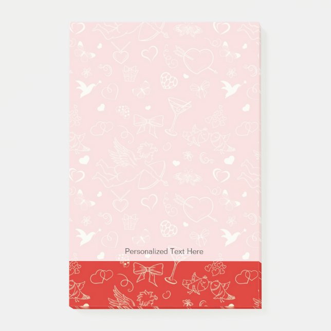 Valentinmuster Post-it Klebezettel (Vorderseite)