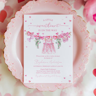 Valentins-Baby-Shower-Einladung, rosa Herz Einladung