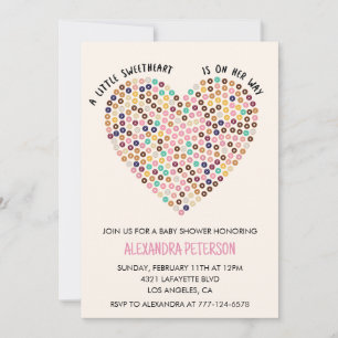 Valentins-Babyparty-Einladung Donut Herz Einladung