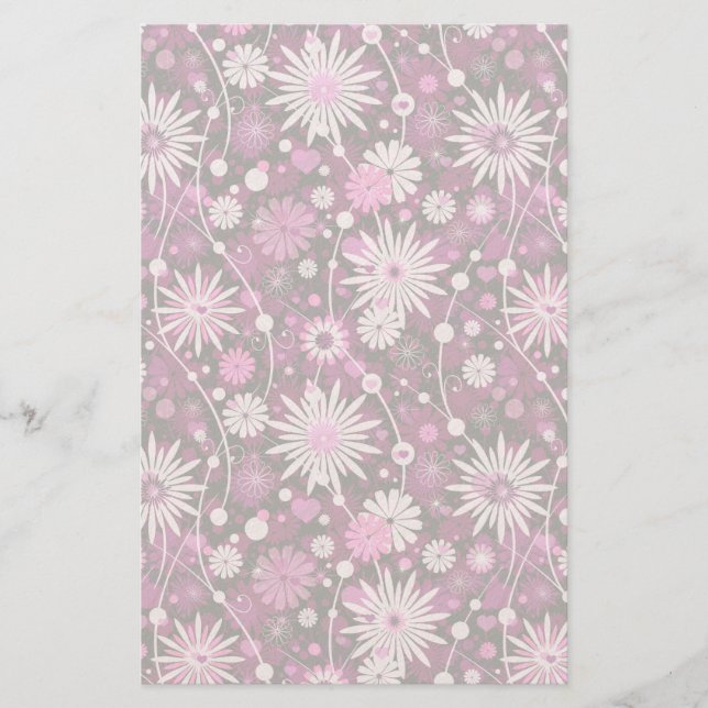 Valentins-Blumenmuster Briefpapier (Vorderseite)
