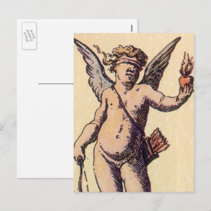 Valentins Cupido mit verbundenen Augen, Vintage-Ta Feiertagspostkarte