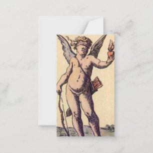 Valentins Cupido mit verbundenen Augen, Vintage-Ta Mitteilungskarte