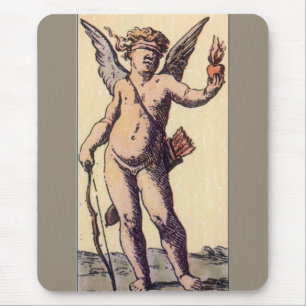 Valentins Cupido mit verbundenen Augen, Vintage-Ta Mousepad