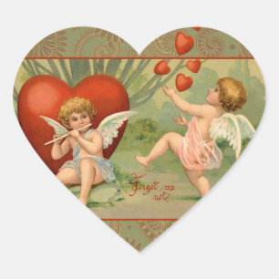 Valentins Cupids Liebe Antik Vintage Herz-Aufkleber
