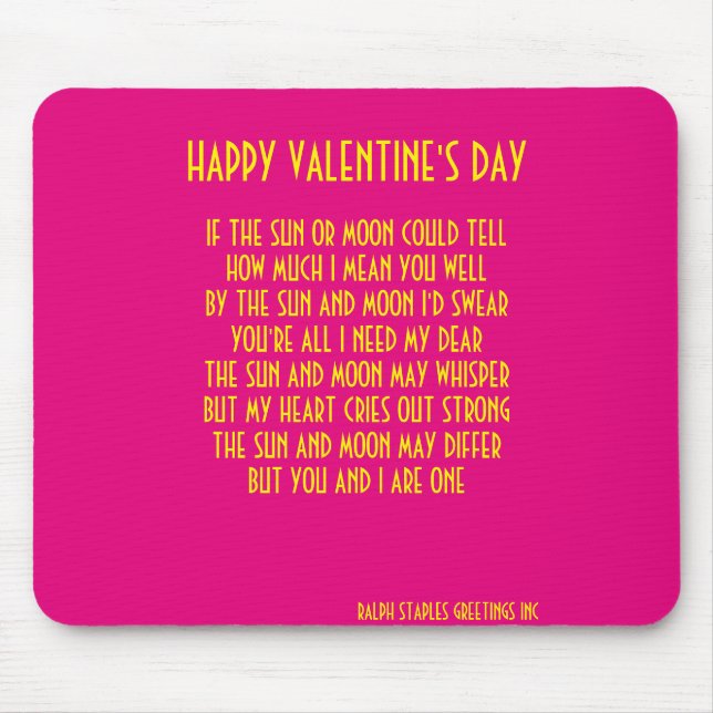 VALENTINS DAY POEM MOUSEPAD (Vorne)